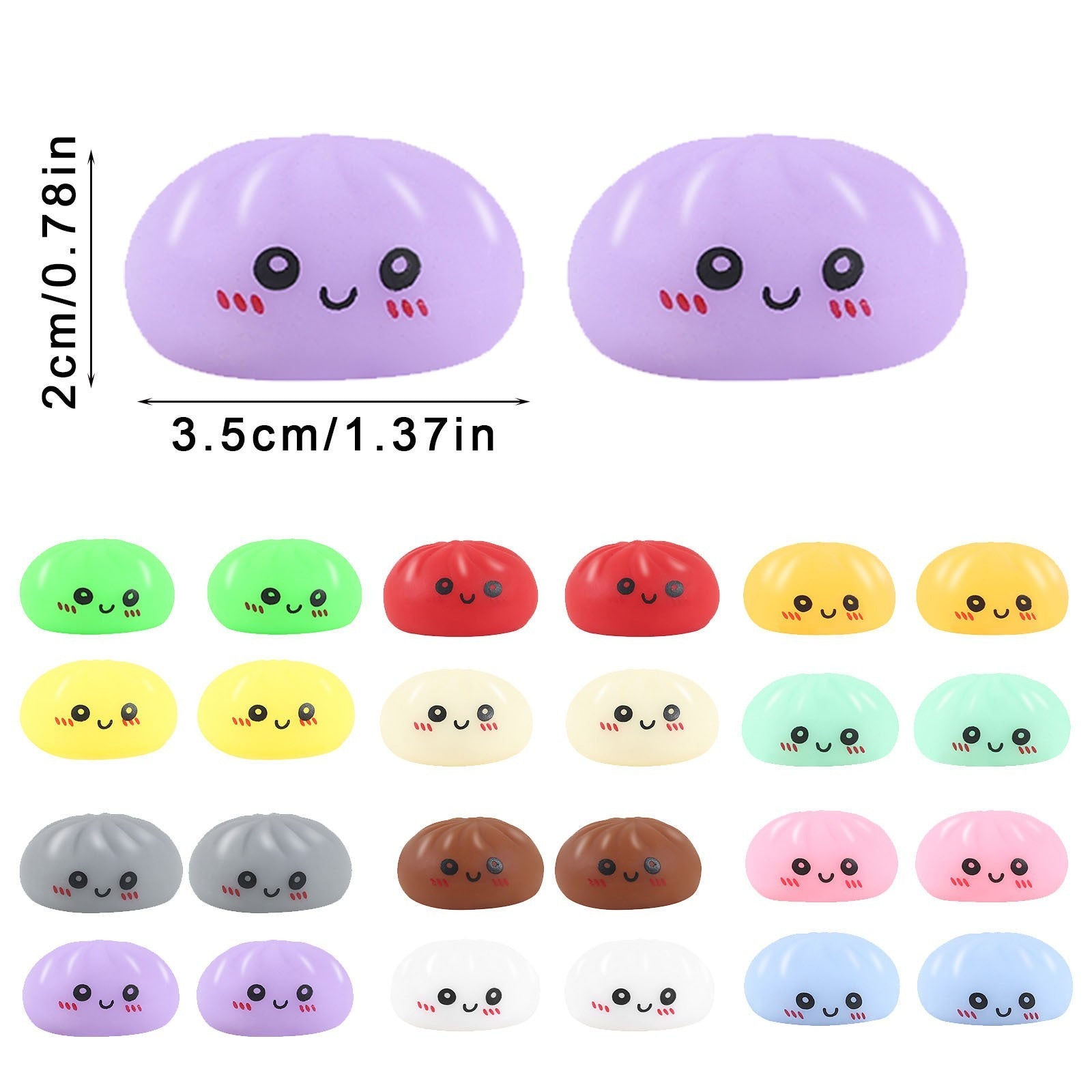 24PCS Squishy Dumpling Bao Bun Glitter Stress Relief Toy Mystery Blind Box