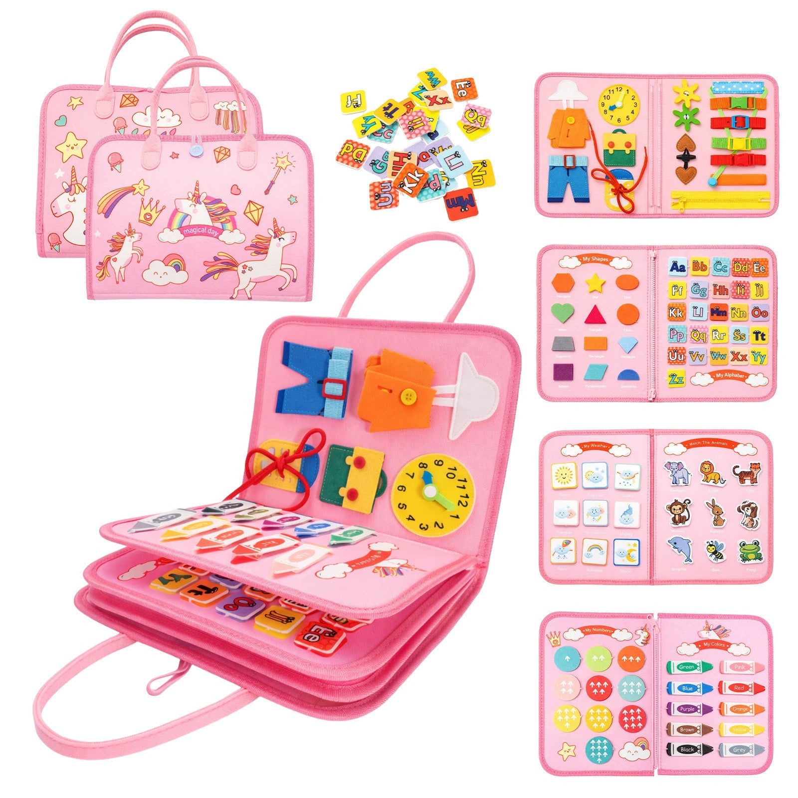 Xmas Kid Educational Busy Board for Toddler Toy Dressing Skill Sensory Game Gift
