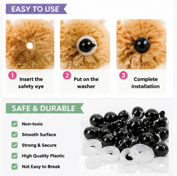 100Pcs Plastic Safety Eyes Soft Toys Teddy Bear Doll Animal Making Craft Screw