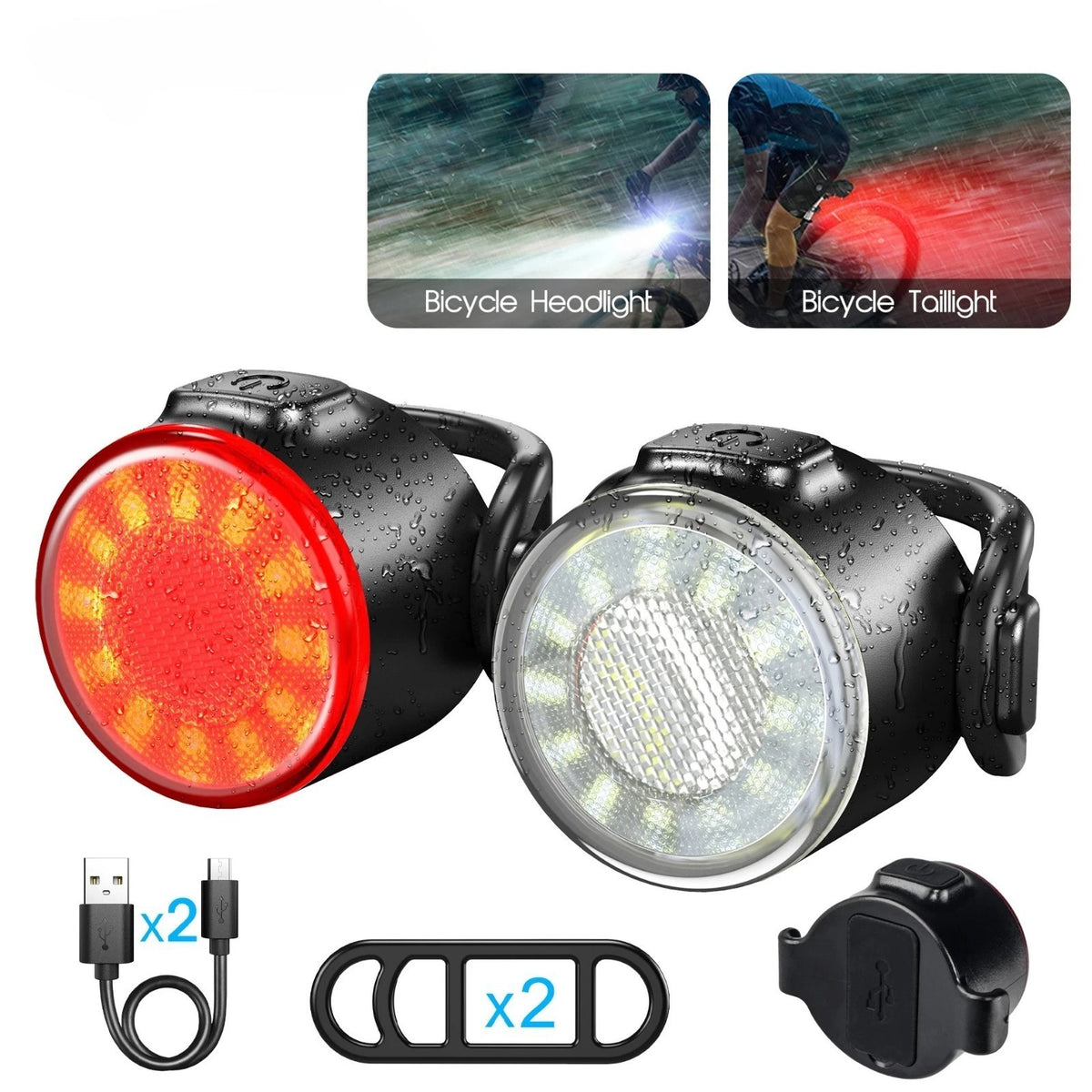 Super Bright Bike Light Set USB Rechargeable Bicycle Lights Waterproof Mountain