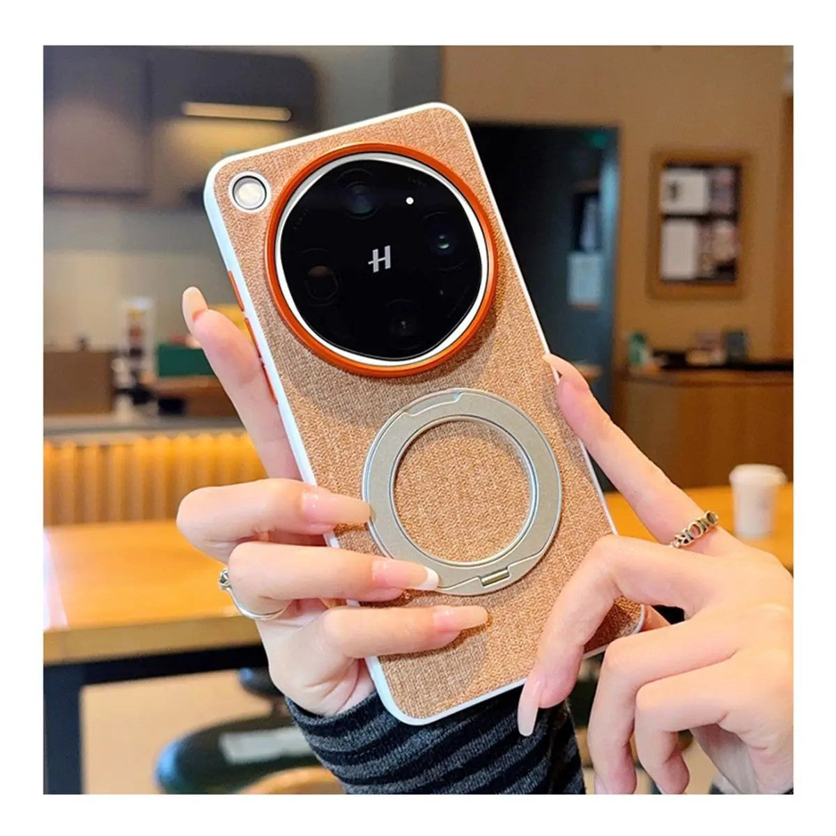 Matte Textile Leather Case OPPO Find X9 Ultra Magnetic 360 Rotate Bracket Cover