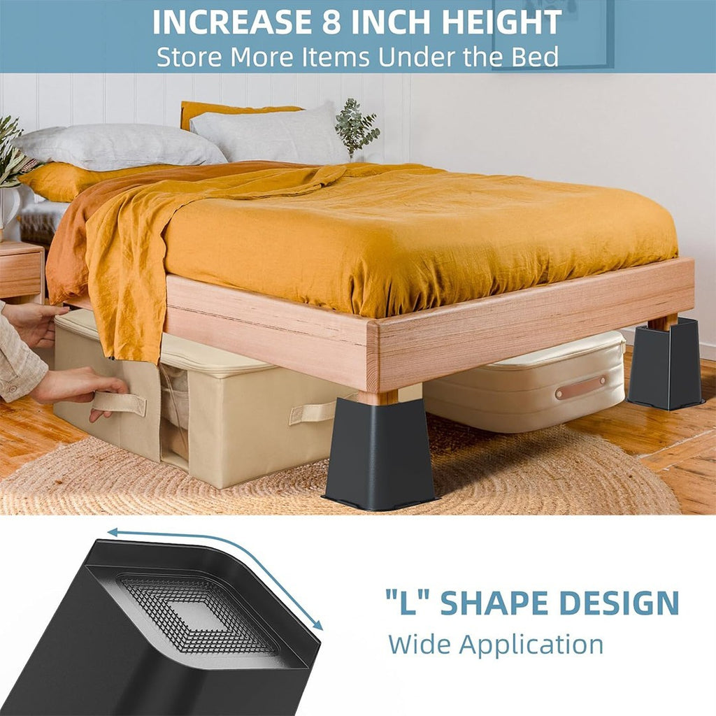 4 Pcs/Set 4 Inch Bed Risers Support Bed Lifter  Couch Sofa Table Chair Leg UK
