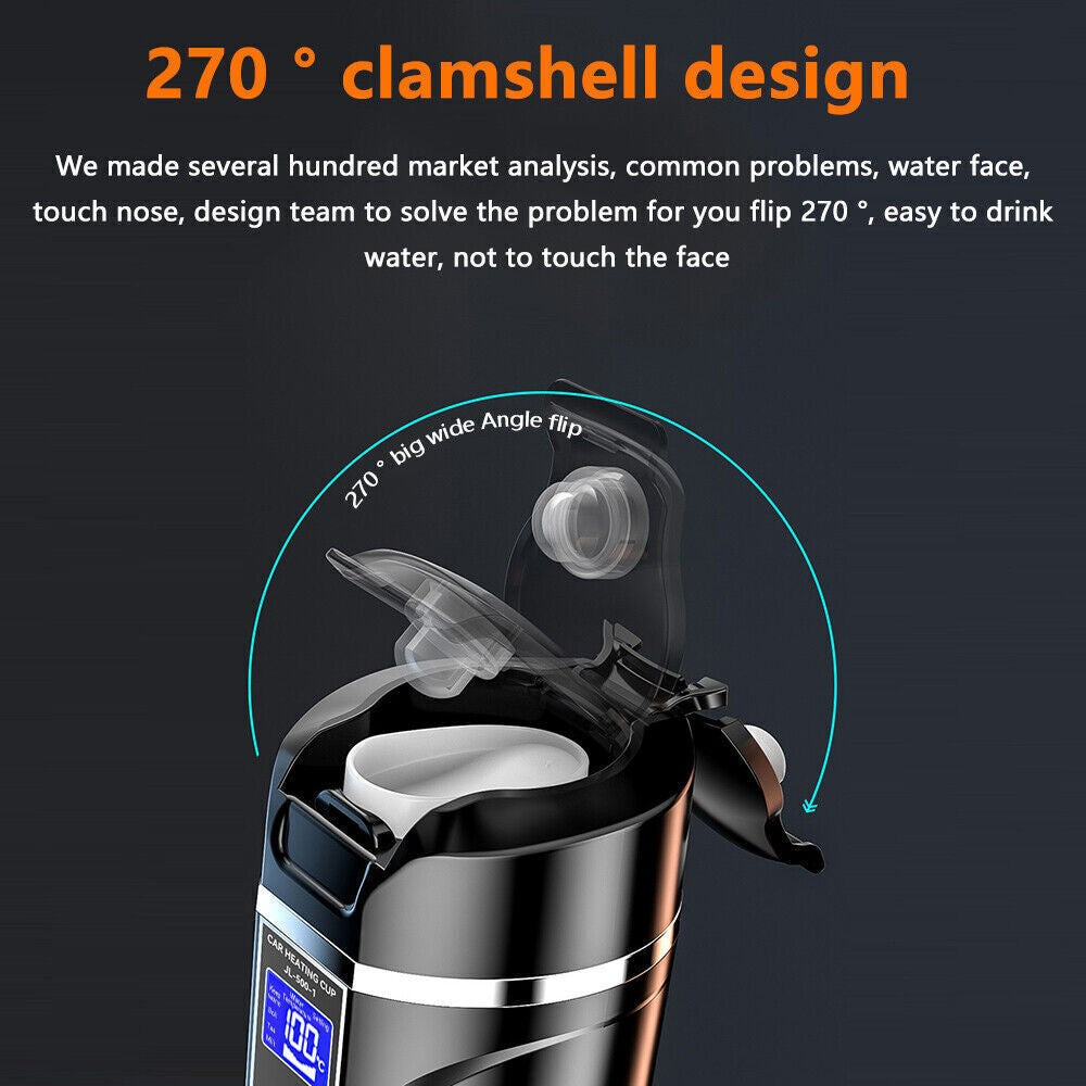 Electric Car Kettle 12V/24V Heating Cup Touch Control 500ml Portable Digital