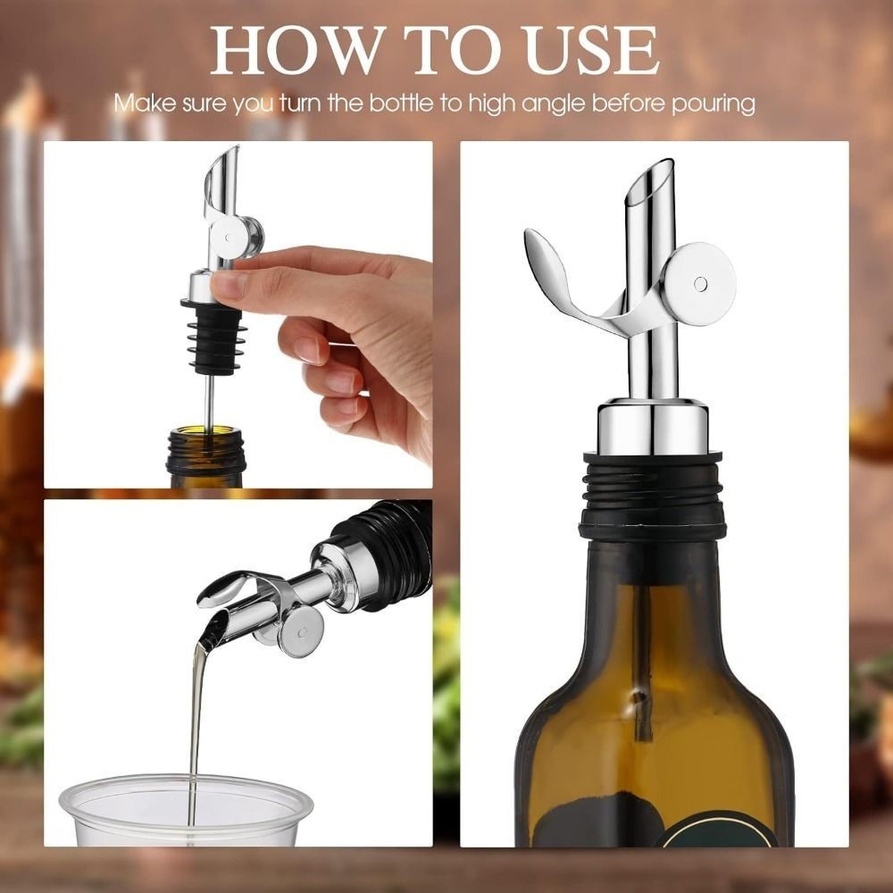 3pcs Stainless Steel Bottle Pourer Wine Olive Oil Dispenser Spout Kitchen Bar