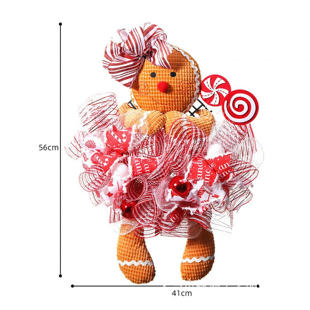 Christmas Gingerbread Man Front Door Decoration Lovely Winter Wreath Ornament
