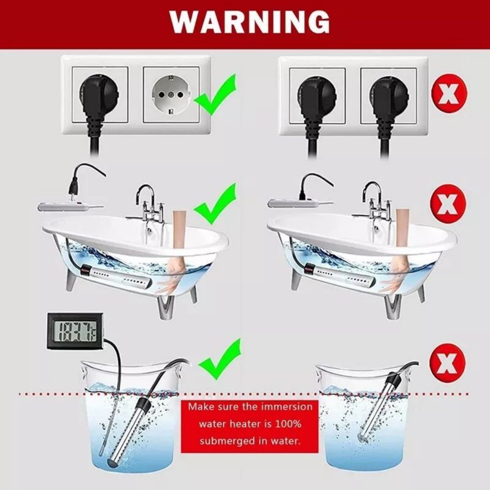 Electric Immersion Water Heater 3000W Portable Suspension Bath Hot Fast Boiler