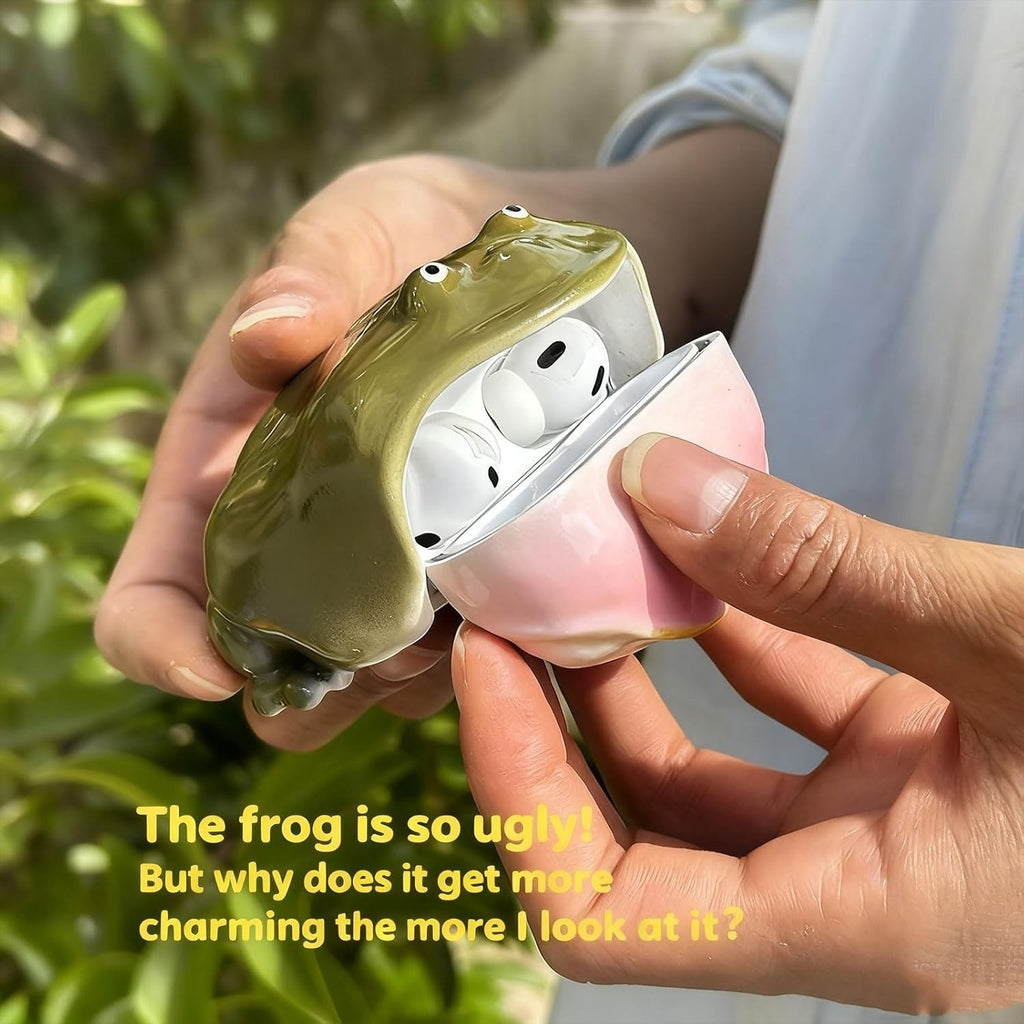 Handmade Ugly Frog Wireless Earphone Protector Case,Weird Frog Case for Airpod