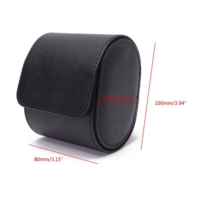 Black PU Leather Watch Storage Box Travel Single Watch for Men or Women