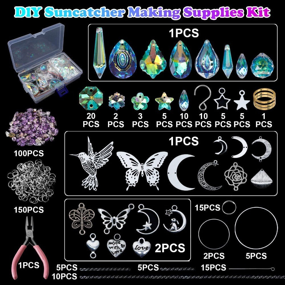 400Pcs Colorful Crystal Suncatcher Crafts Kit  Home Decor