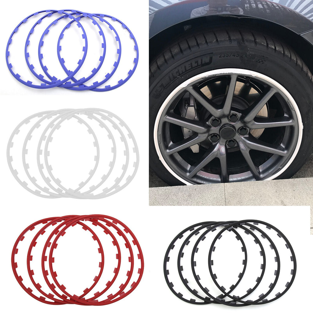 4pcs/Set 18-20 Inch Car Wheel Hub Rim Trim Tire Ring Guard Strip Protector Decor
