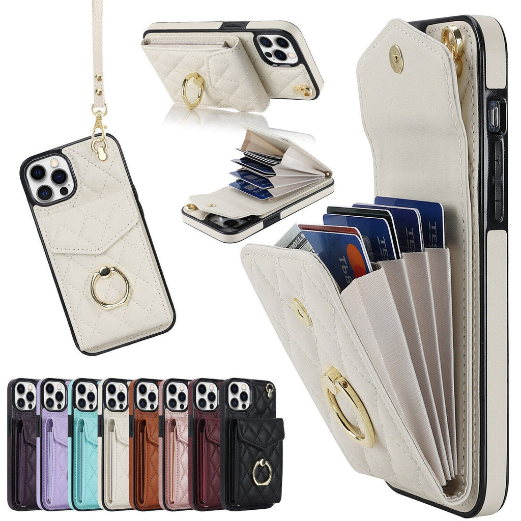 Ring Stand Leather Wallet Phone Case for iPhone 17 Pro max 16 pro 15