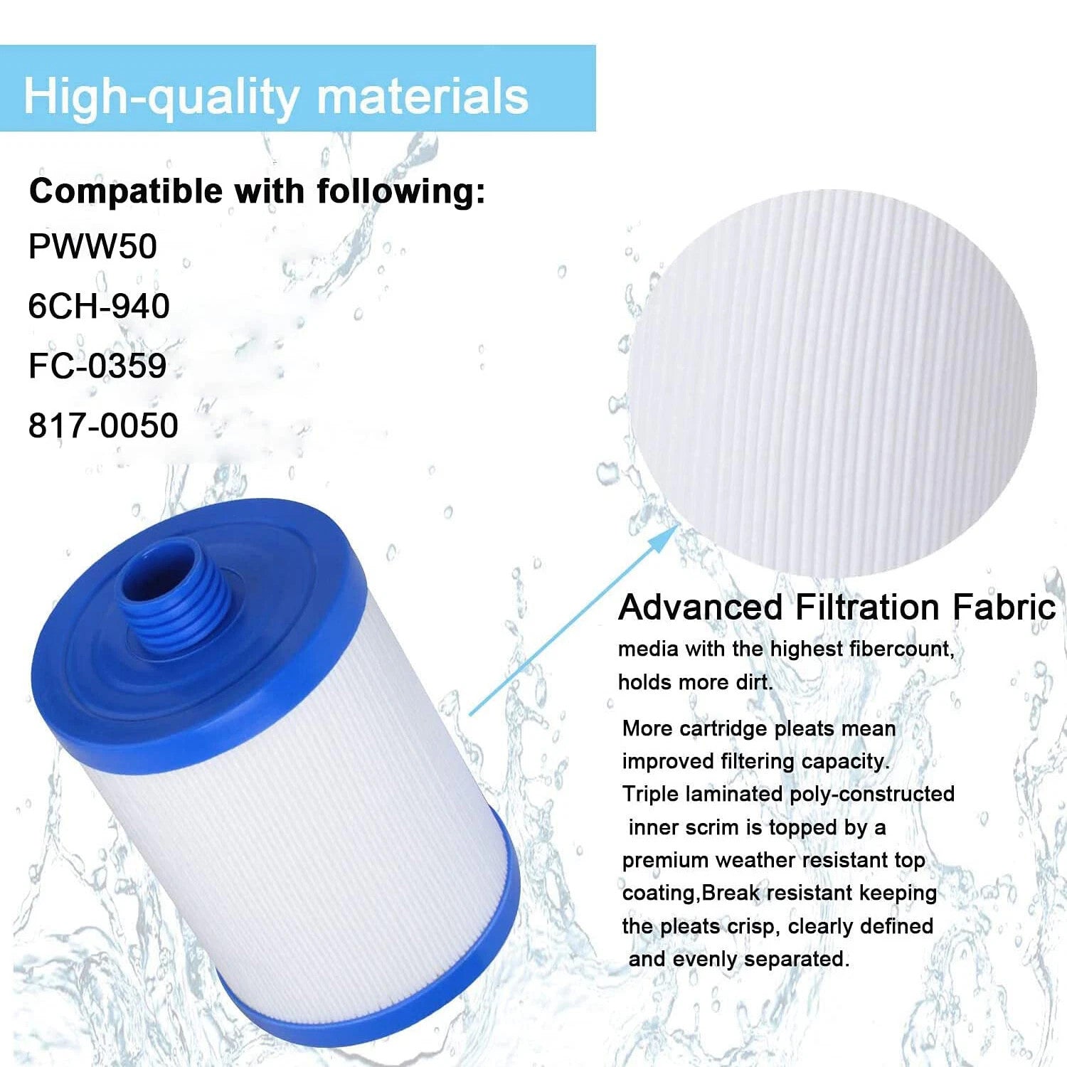 2/4/6pcs Compatible Filter PWW50 SPA Hot Tub Filters 6CH-940 Superior Spas Pool