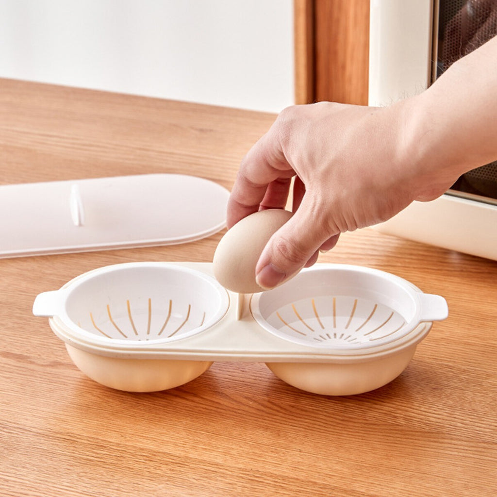 Egg Cooker Boiler Double Cup Poacher Eggs Cookware Steamer Maker Poach Microwave
