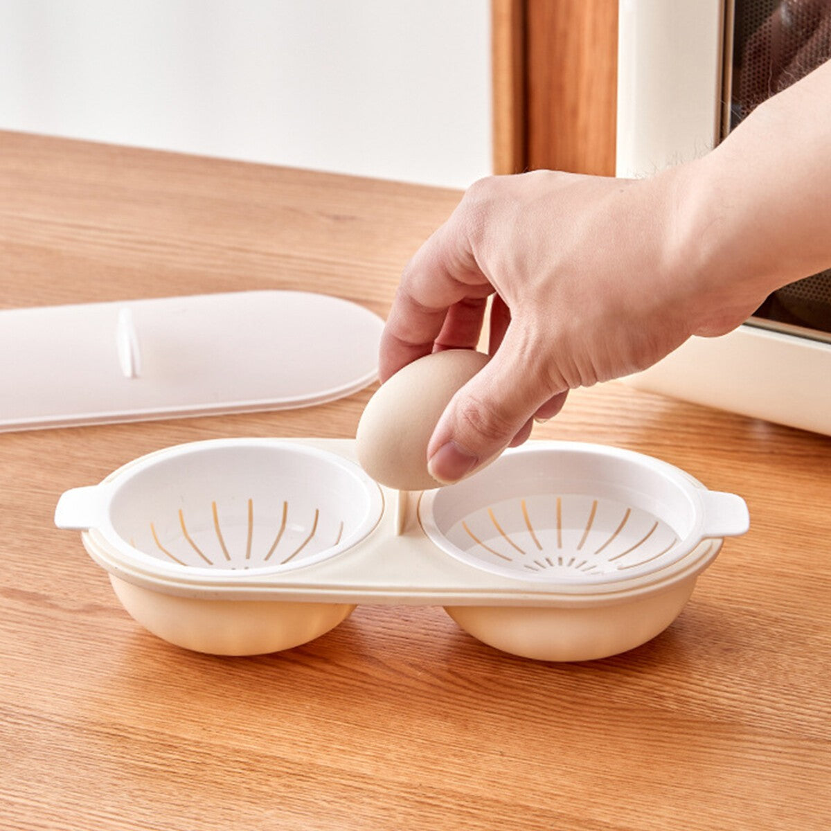 Egg Cooker Boiler Double Cup Poacher Eggs Cookware Steamer Maker Poach Microwave
