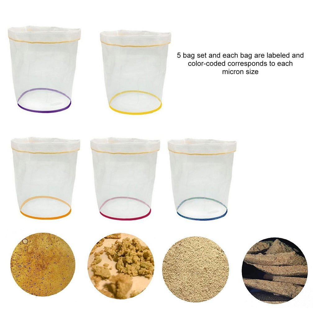 5X 5 Gallon Bubble Hash Bags Herbal Extraction Filtration Bubble Ice Bag Kit