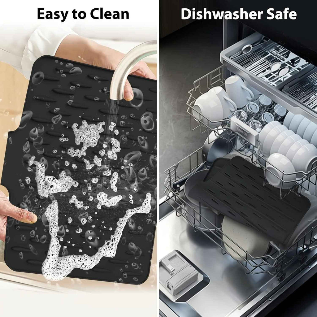 Silicone Drying Mat Sink Protector Dish Draining Mat Non-Slip Rubber Kitchen Pad