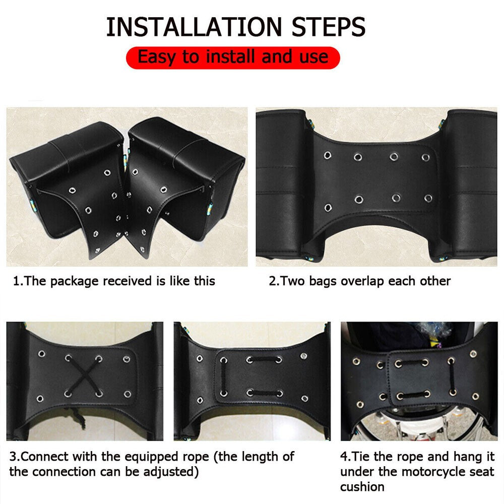 2x Motorbike Saddle Bags Luggage Pouch PU Leather Motorcycle Panniers Universal