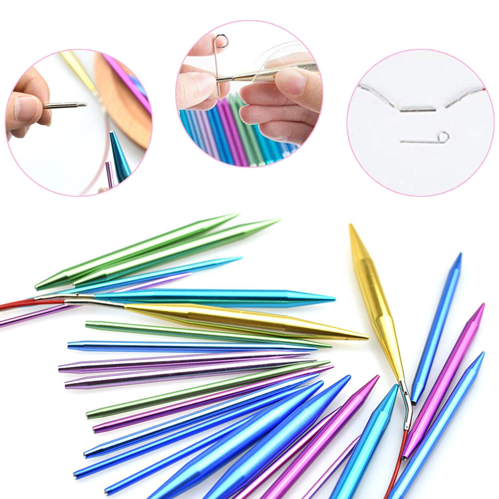13Pair Starter Knit Pro Metal Circular Interchangeable Knitting Needle 2.75-10MM