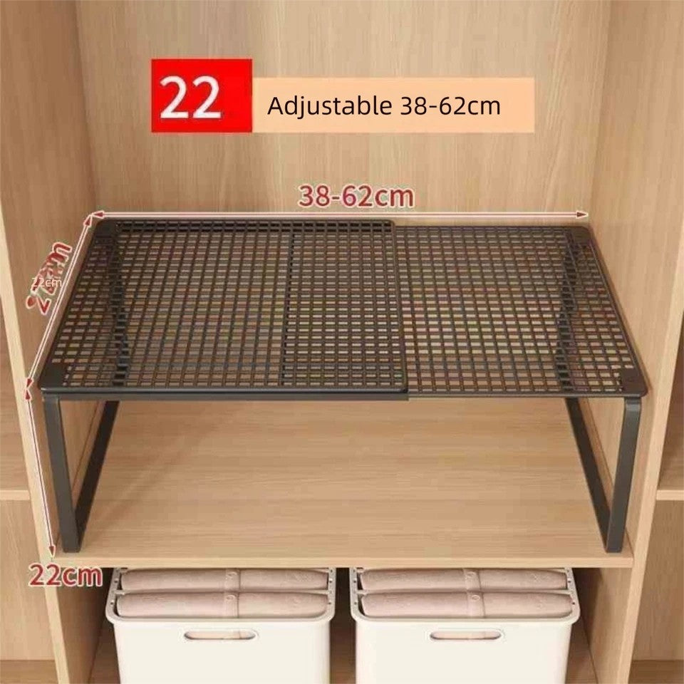 Metal Closet Shelf Adjustable Stackable Shelves DIY Wardrobe Organizer Cabinet