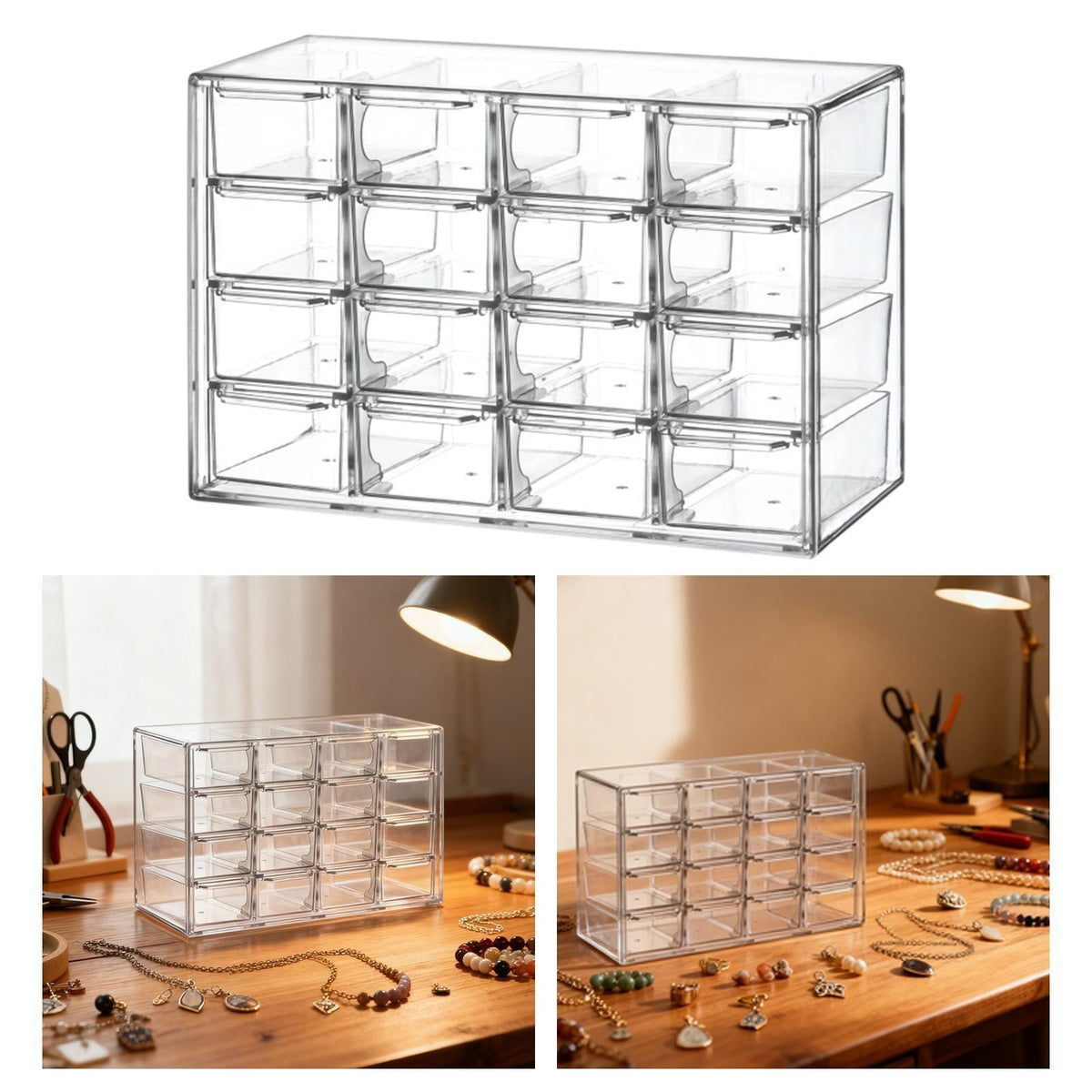 Mini Clear Drawer Organizer Office Stationery Craft Box for Jewelry Bedroom