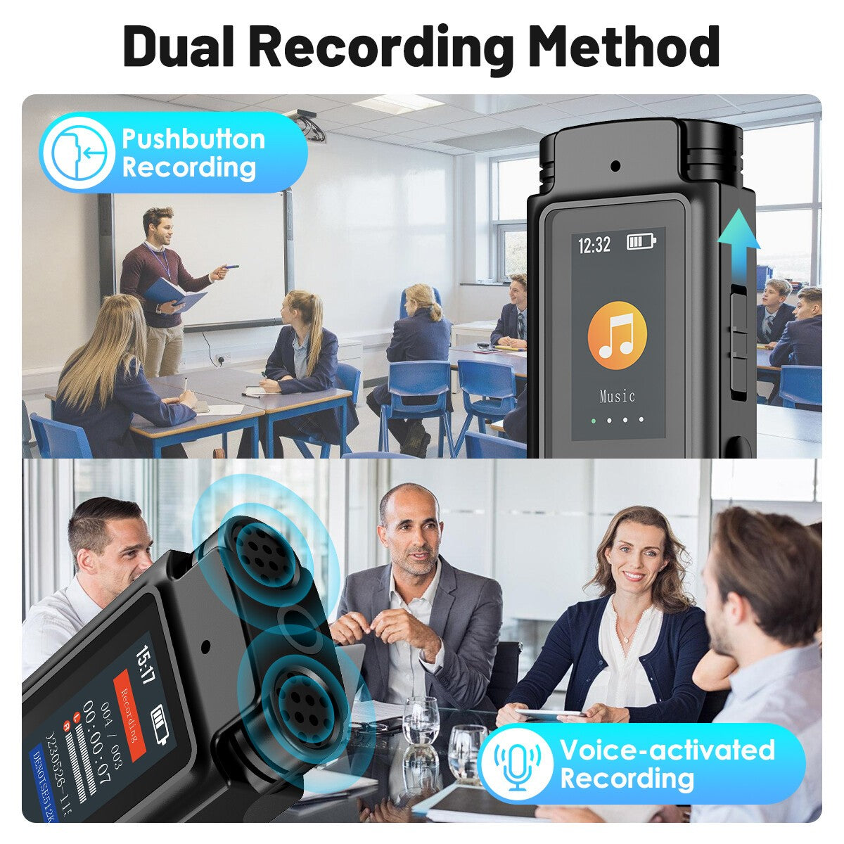 32G Digital Voice Recorder Dictaphone Audio MP3 Player Sound Recording Device