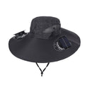Dual Solar Fan Hat Breathable 3 Speeds Wide Brim Sun Cap UV Protection Visor Cap