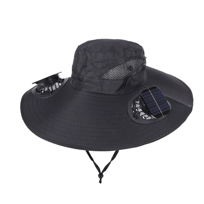 Dual Solar Fan Hat Breathable 3 Speeds Wide Brim Sun Cap UV Protection Visor Cap