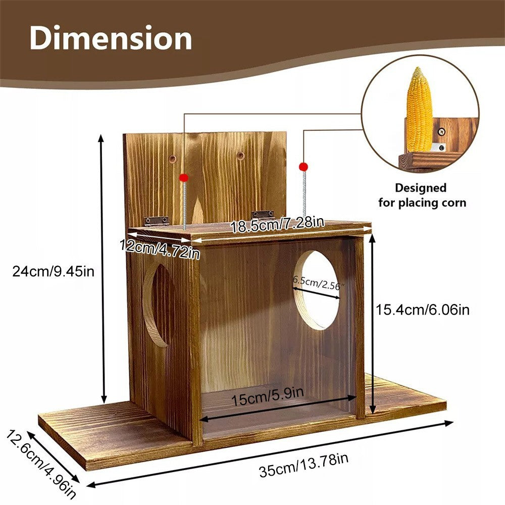 Wildlife Garden Squirrel Feeder House Box with Feeding Platform & Lift Up Lid UK