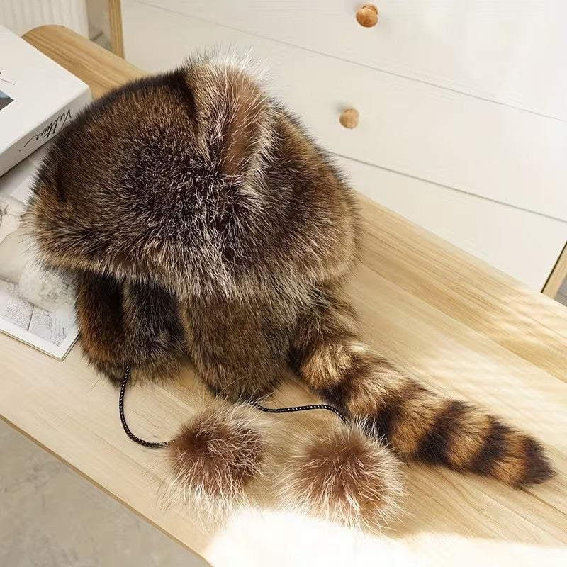 Lady Warm Long Furry Hat Trapper Hat Faux Fur Outdoor Ski Hat Ear Flap Winter UK