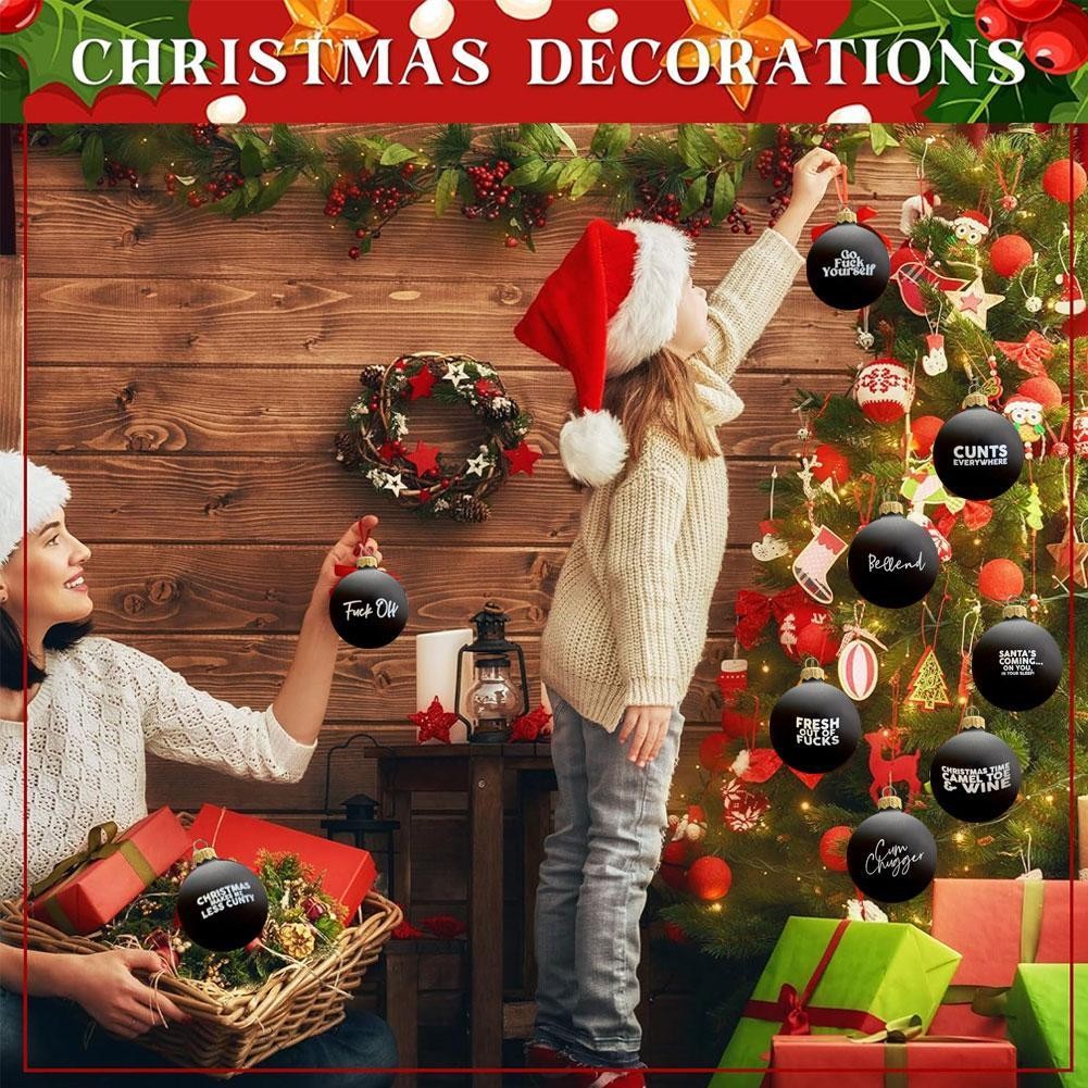 Sweary Bauble Bundle - 12 Pack, 2026 Fun Christmas Ornament Xmas Ball Ornaments