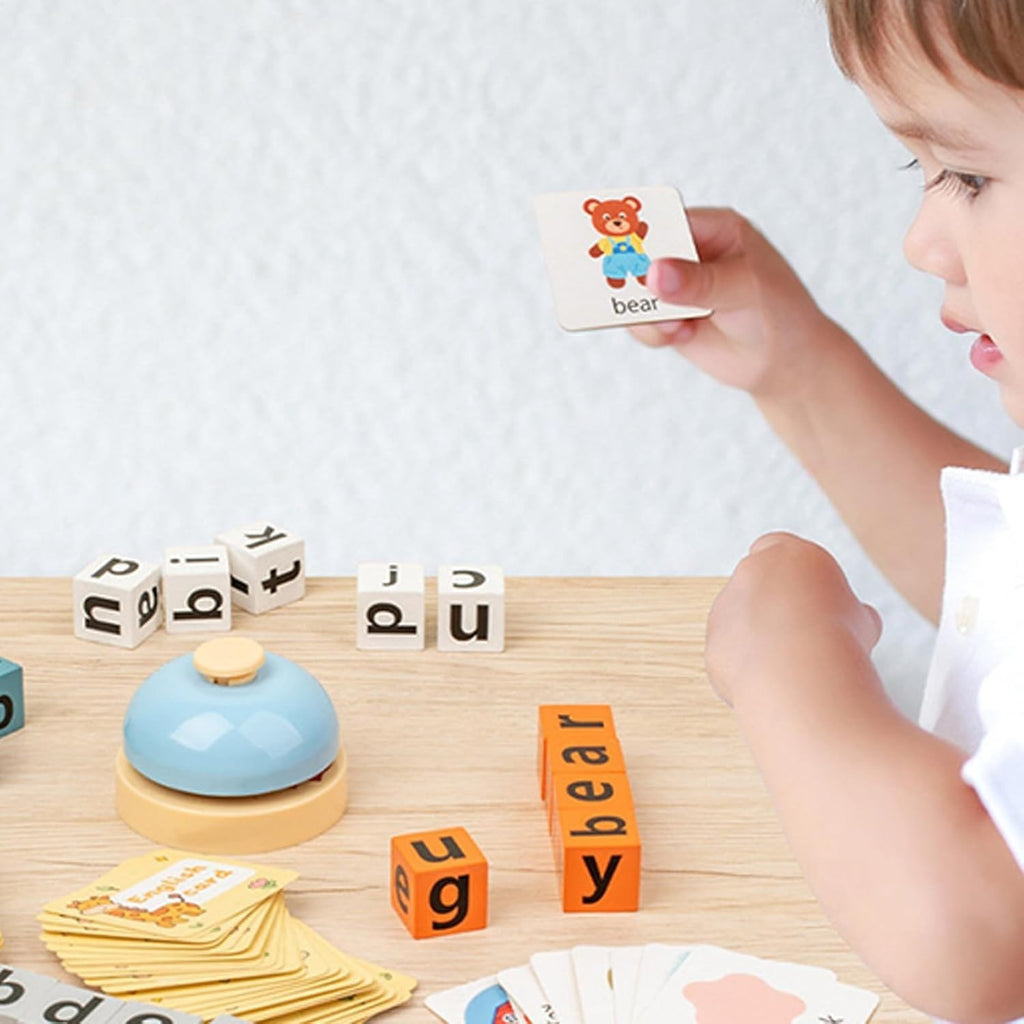Word Race Spelling Game For Kids - Alphabet Puzzle Set With Flash Cards