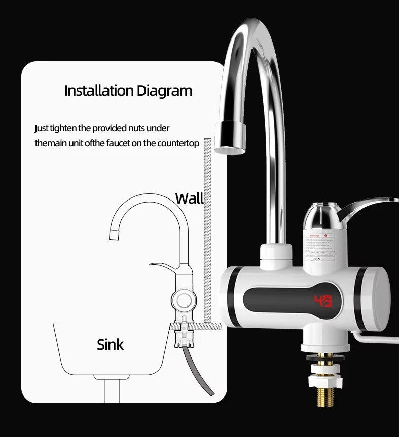 360° Electric Hot Water Faucet, Fast Instant Heating Tap for Kitchen & Bathroom