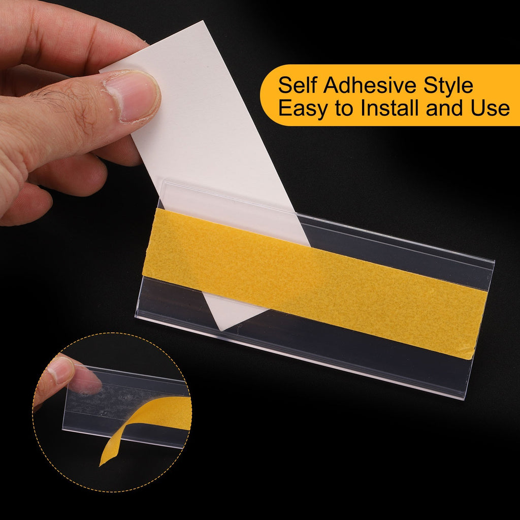 100 Pcs Shelf Label Holder 3 x 1 Inch Clear Shelf Tag Strips Label Holders.*