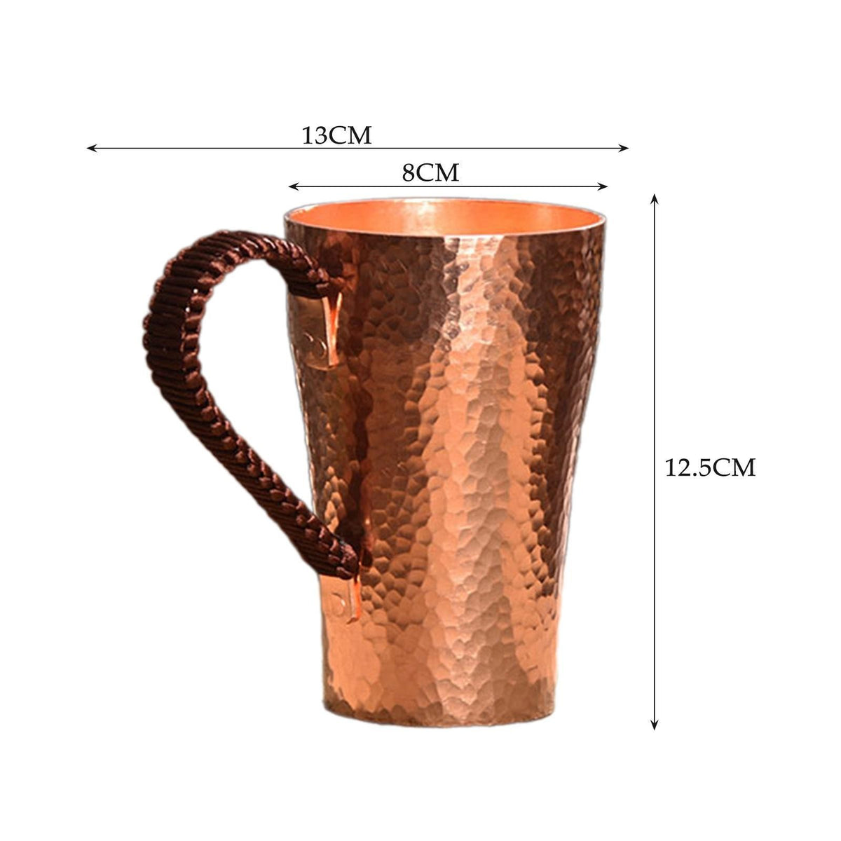 Handmade Copper Coffee Mug Pure Copper Cup Portable with Handle 400ml Water