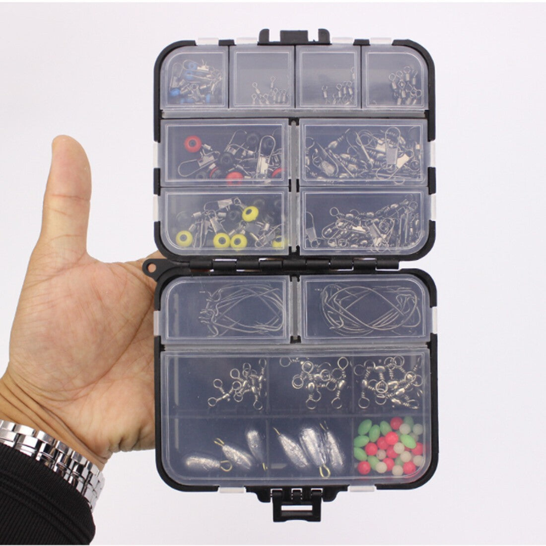 160* Sea Fishing Accessories Kit Set Jig-Hooks Swivels Clamp With Tackle Box