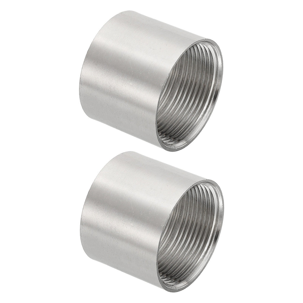 2 Pcs 1-1/2" x 1-1/2" Female BSPT Thread 304 Stainless Steel Pipe Coupling