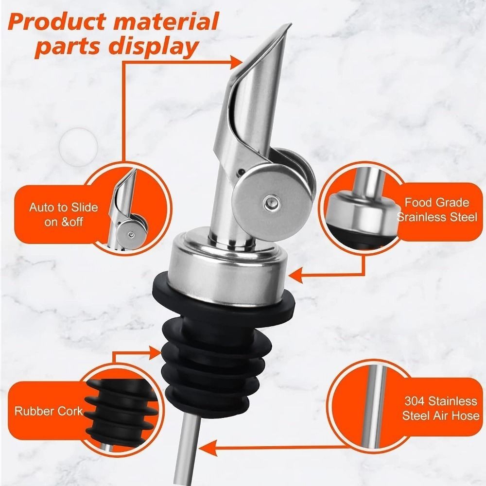 3pcs Stainless Steel Bottle Pourer Wine Olive Oil Dispenser Spout Kitchen Bar