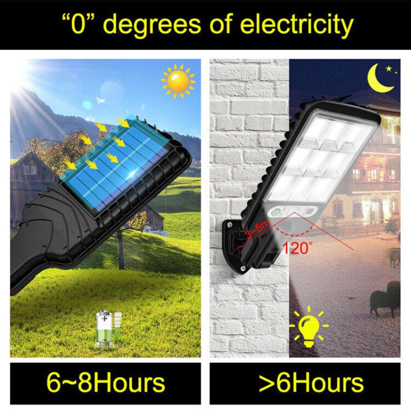 4PCS 6000W LED Solar PIR Motion Sensor Wall Light Security Garden Lamp W/Remote