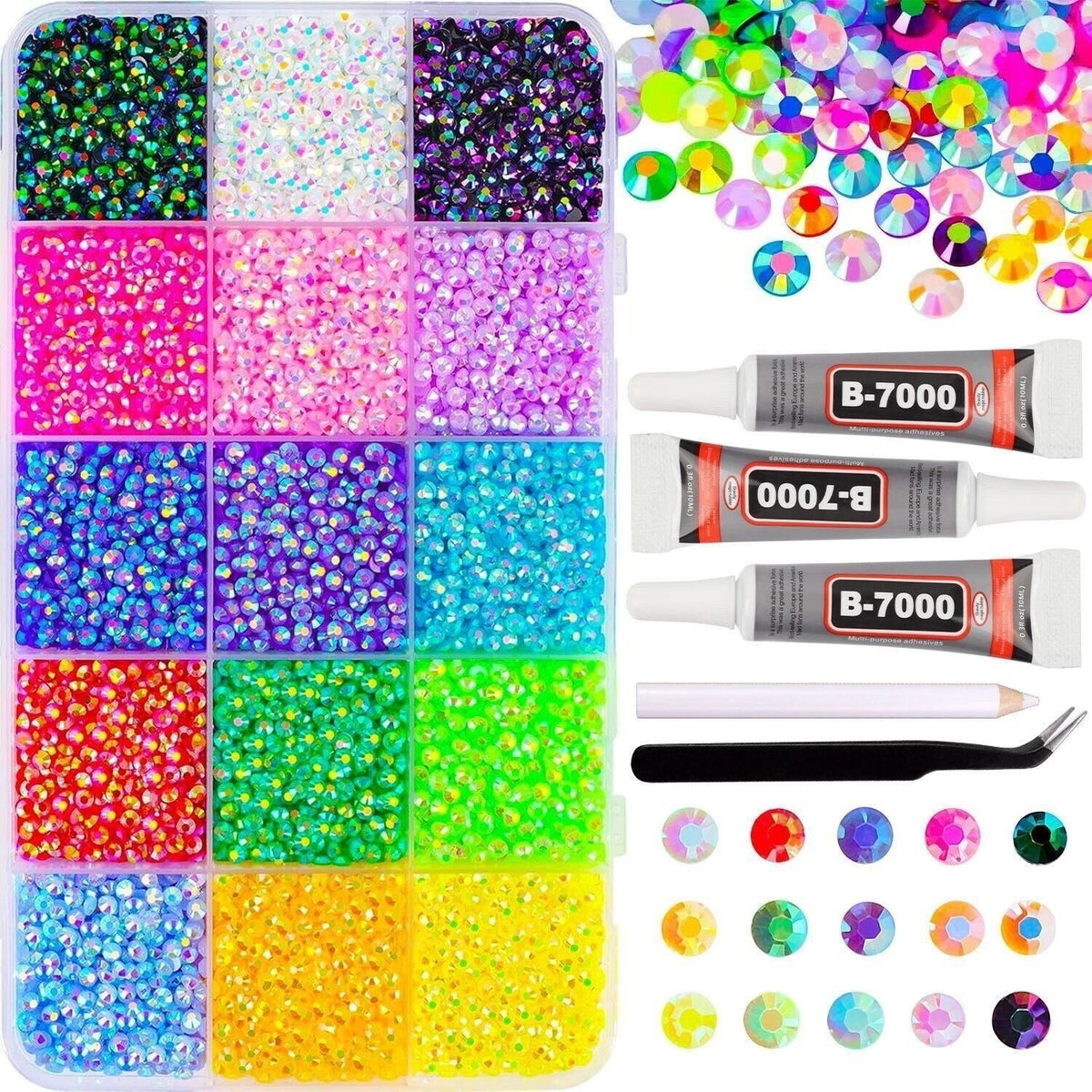 32000Pcs 40 Colors 3Mm Multicolor Resin Flatba Jelly Rhinestones for Bedazzling