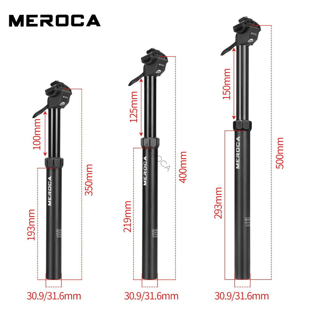MEROCA MTB Dropper Seatpost Mountain Bike Hydraulic Post Underseat Control 125mm