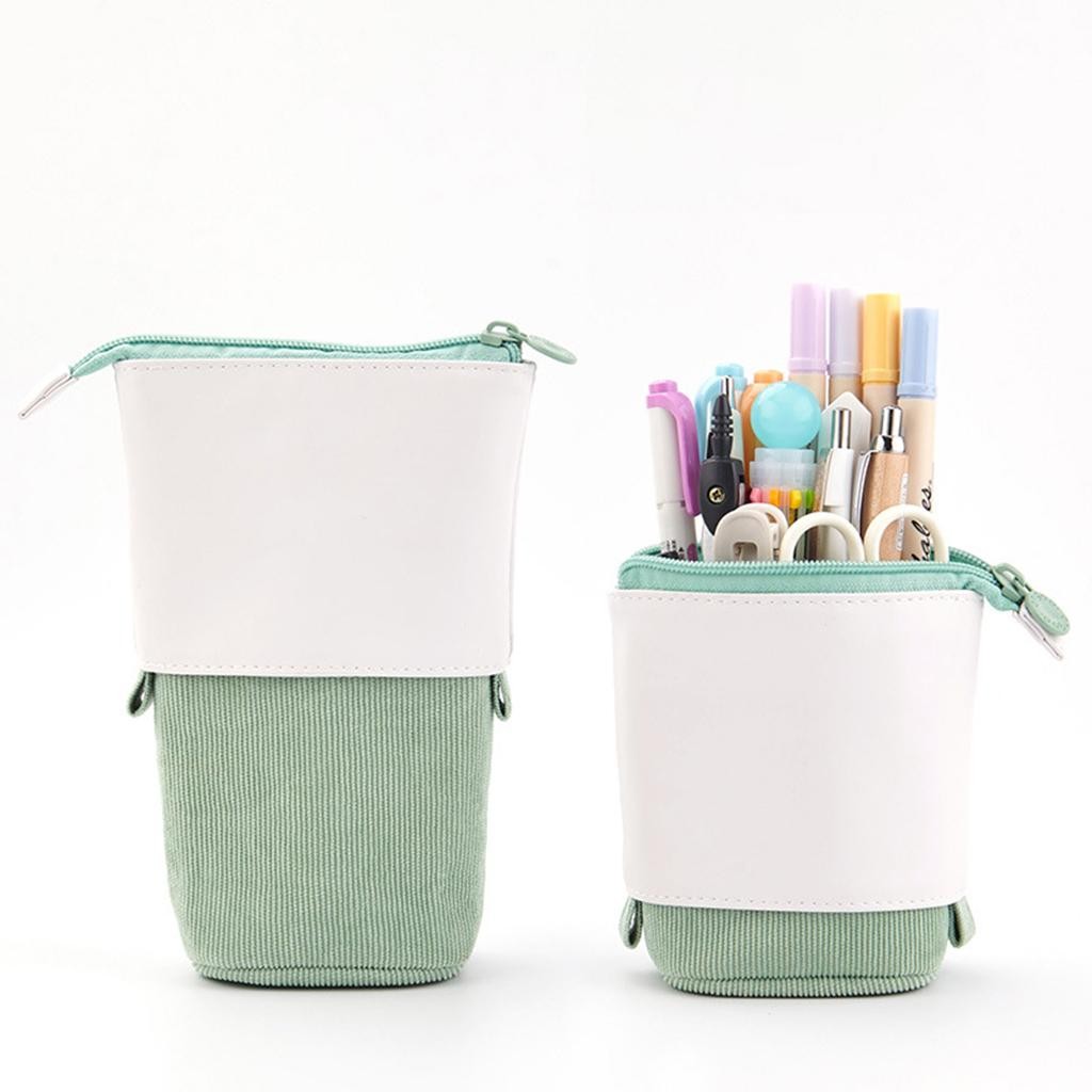 Stand-up Pencil Telescopic Holder Transformer Pen Box Stationery Case PU