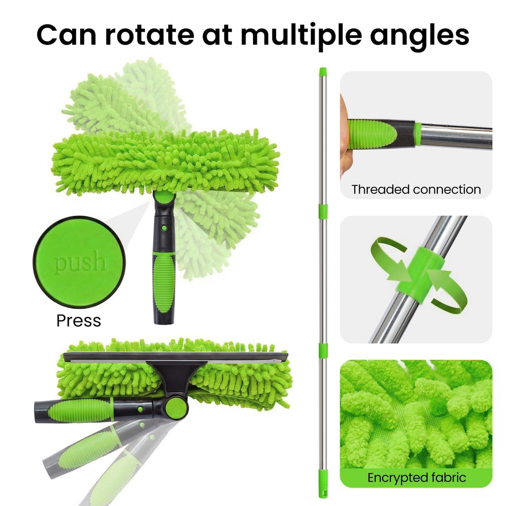 Extendable Telescopic Window Cleaner 2 in 1 Glass Washing Squeegee Tool