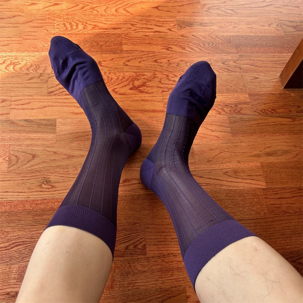 Men's Ultra Thin Sheer Socks 80% Polyamide 20% Spandex for Formal Dress Wear