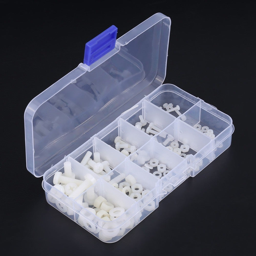 150 pcs M2 M2.5 M3 M4 M5 Size Nylon Screw Nut Washer Assortment Kit