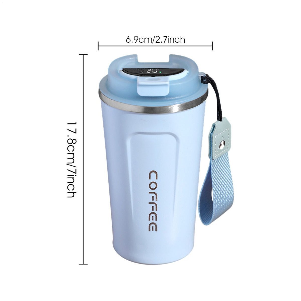 510ml Stainless Steel Vacuum Coffee Mug Thermos  Digital Temperature Display