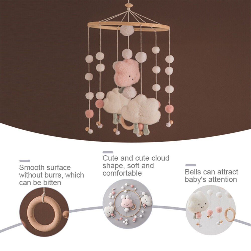 Baby Bed Plush Chime Cloud Wind Baby Crib Toy  Hanging Wind Chime Bell Decor