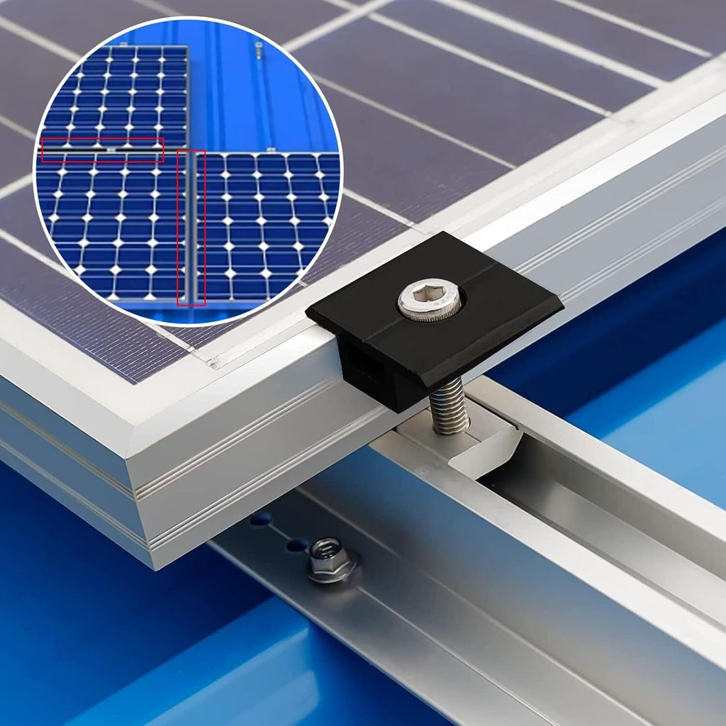 8 Pieces Solar Panel Mounting Rail Bracket Holder Middle Clamp Fixing Kit