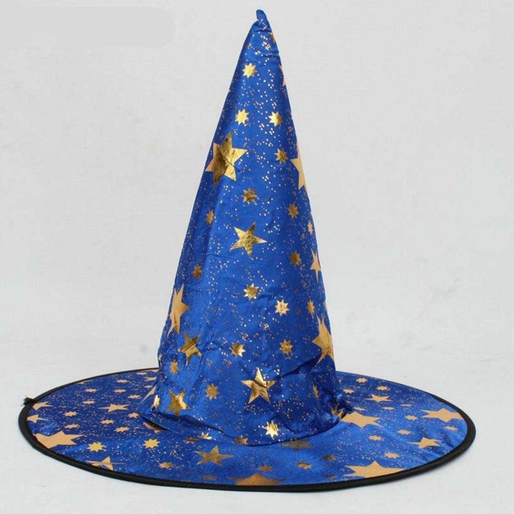 Wizard's Hat with Gold Stars Halloween Fancy Dress Costume Blue