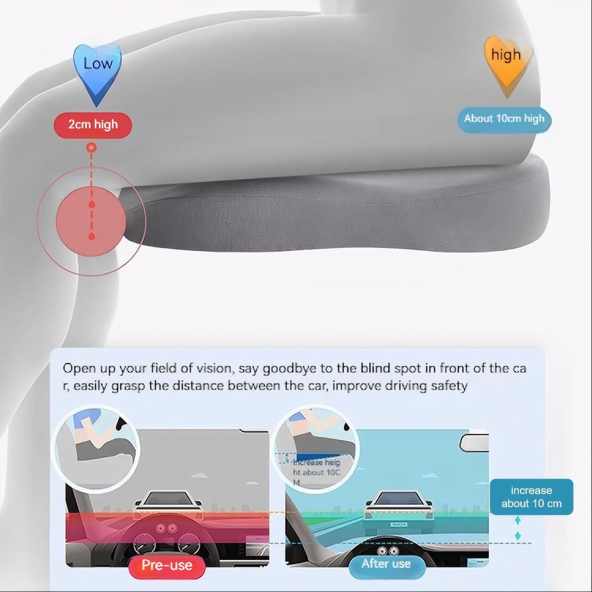 For Driving Soft Seat Cushion Adult Car Booster Seat Portable Car Seat Cushion