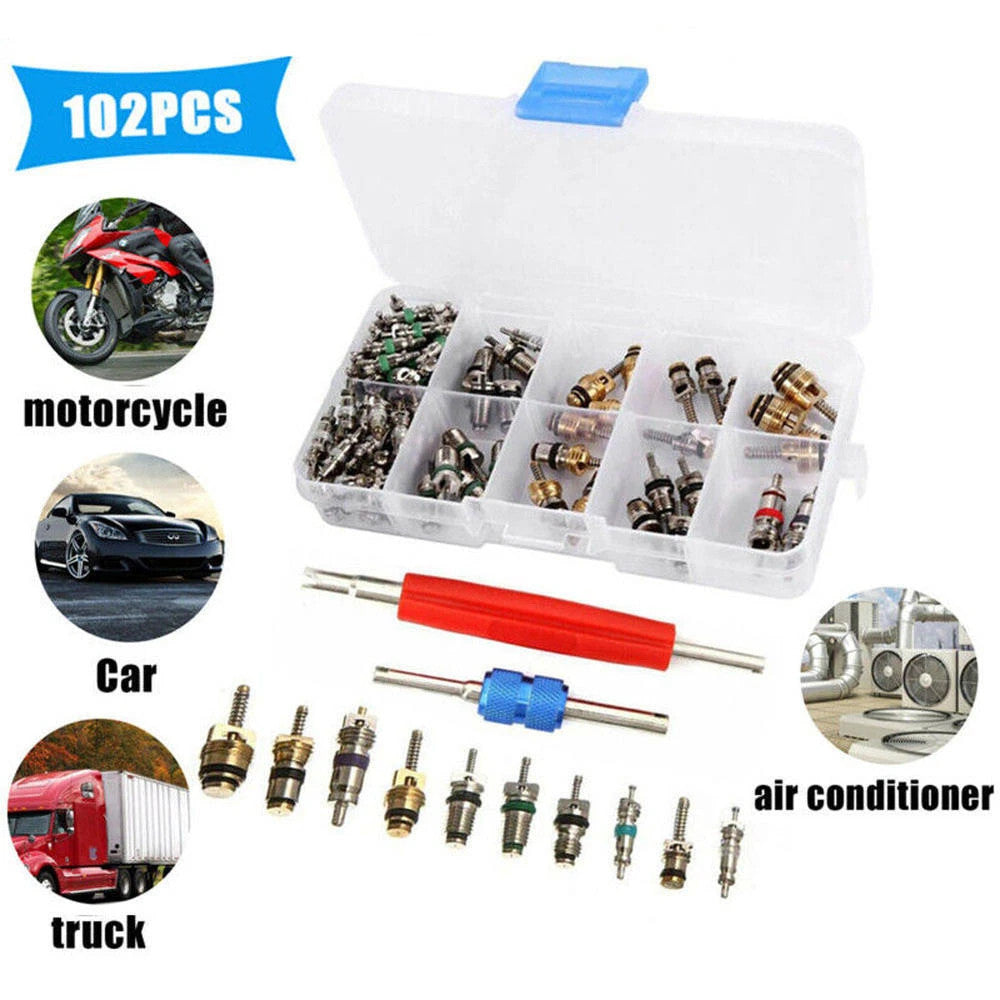 102Pcs R12&R134 Car A/C Air Conditioner Schrader Core Remover Tool Kits Hot